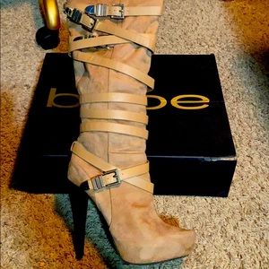 Bebe Sade Tap High Heel Boots Brand New